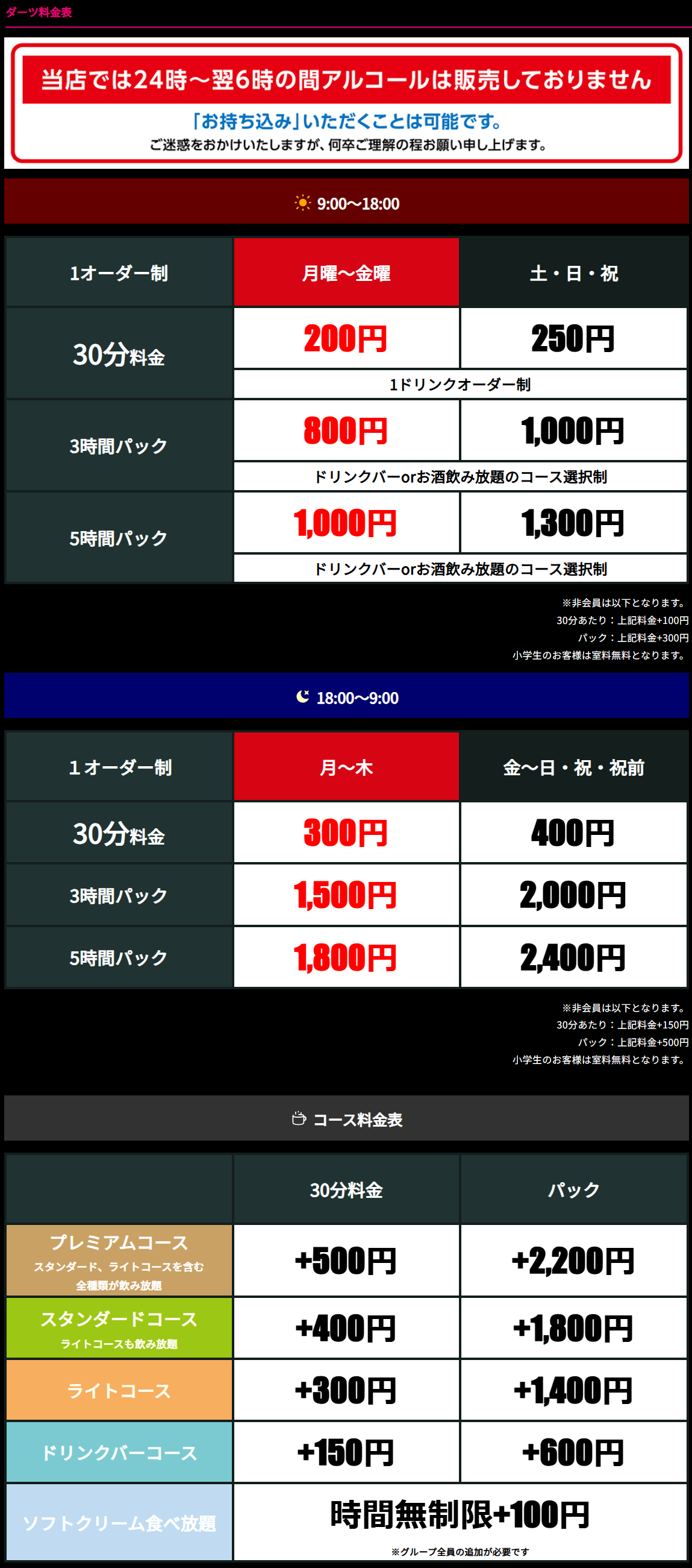 料金表