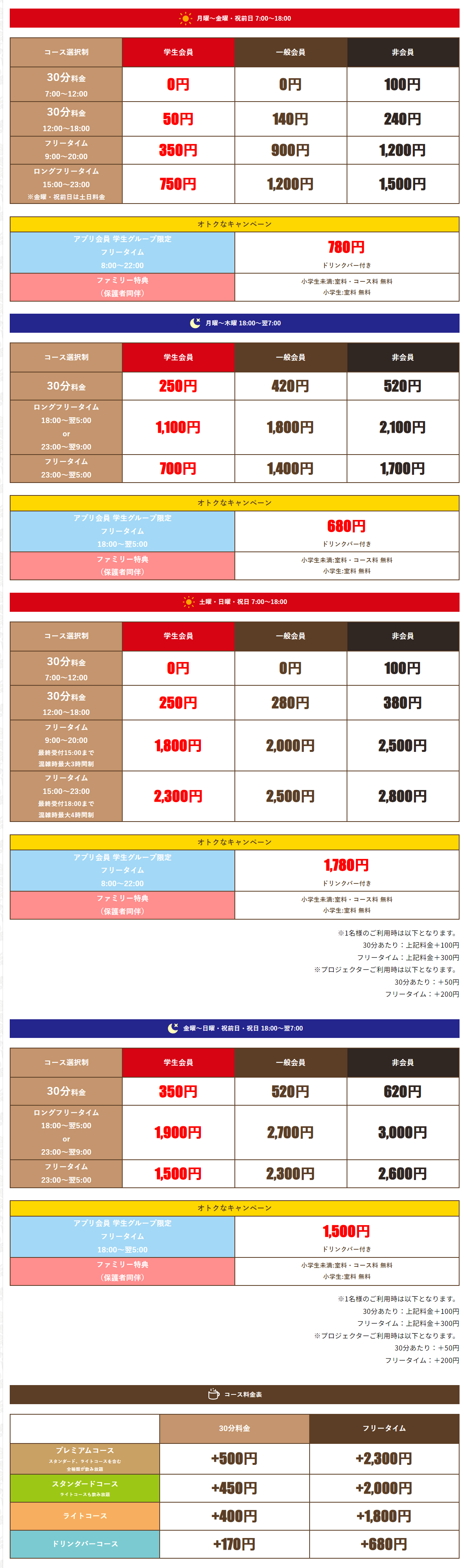 料金表