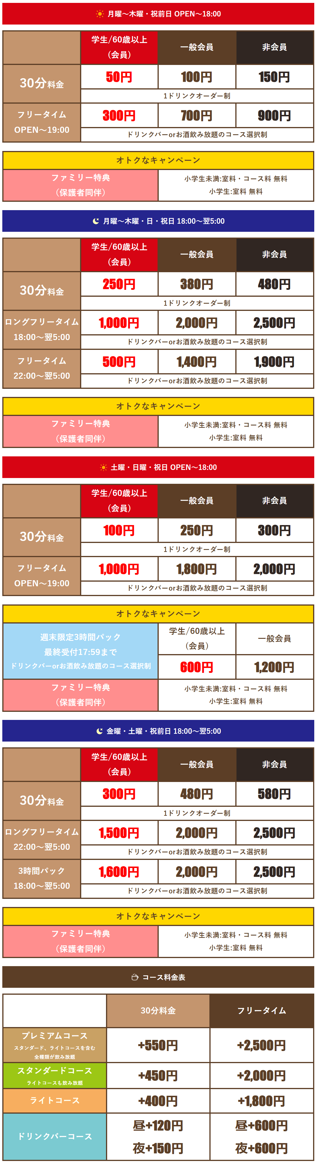 料金表