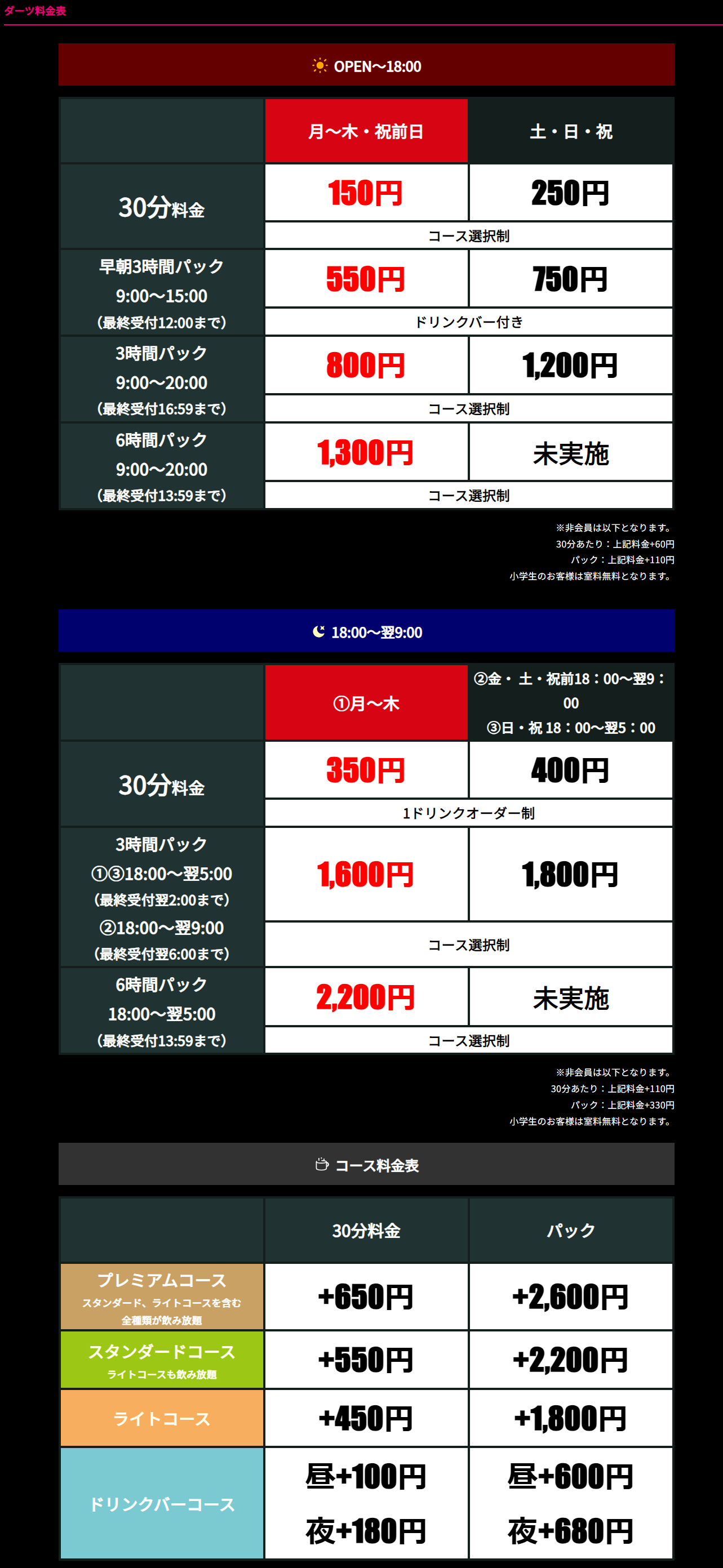 料金表